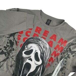 Ghostface Scream Sweatshirt Unisex 3XL Gray Horror Graphic Fleece Raw Seam NEW
